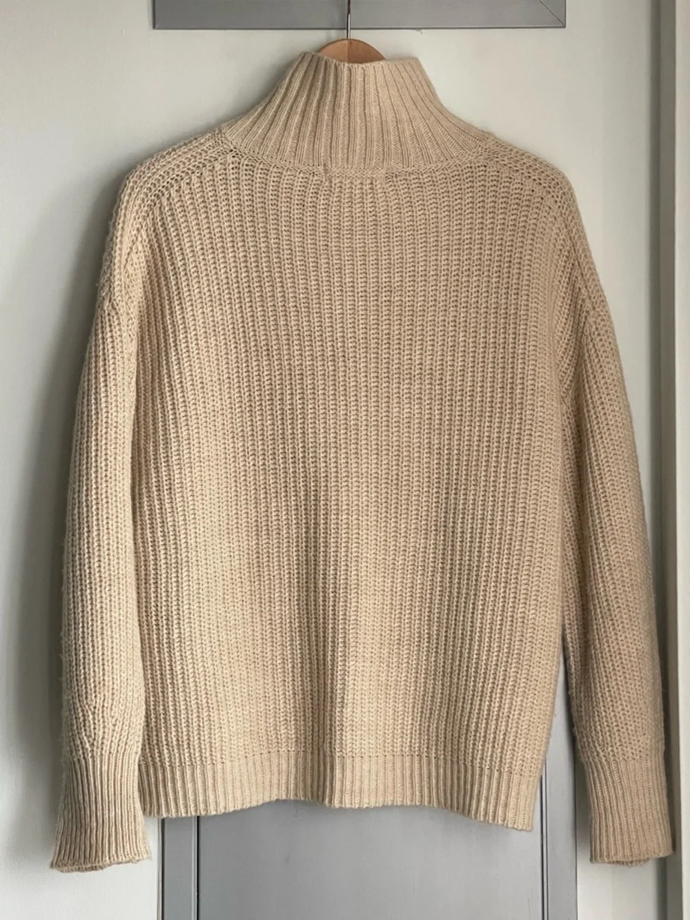 INDI & COLD SAN SEBASTIAN Ribbed Mockneck Cream Sweater with Button Detail - Picture 2 of 7